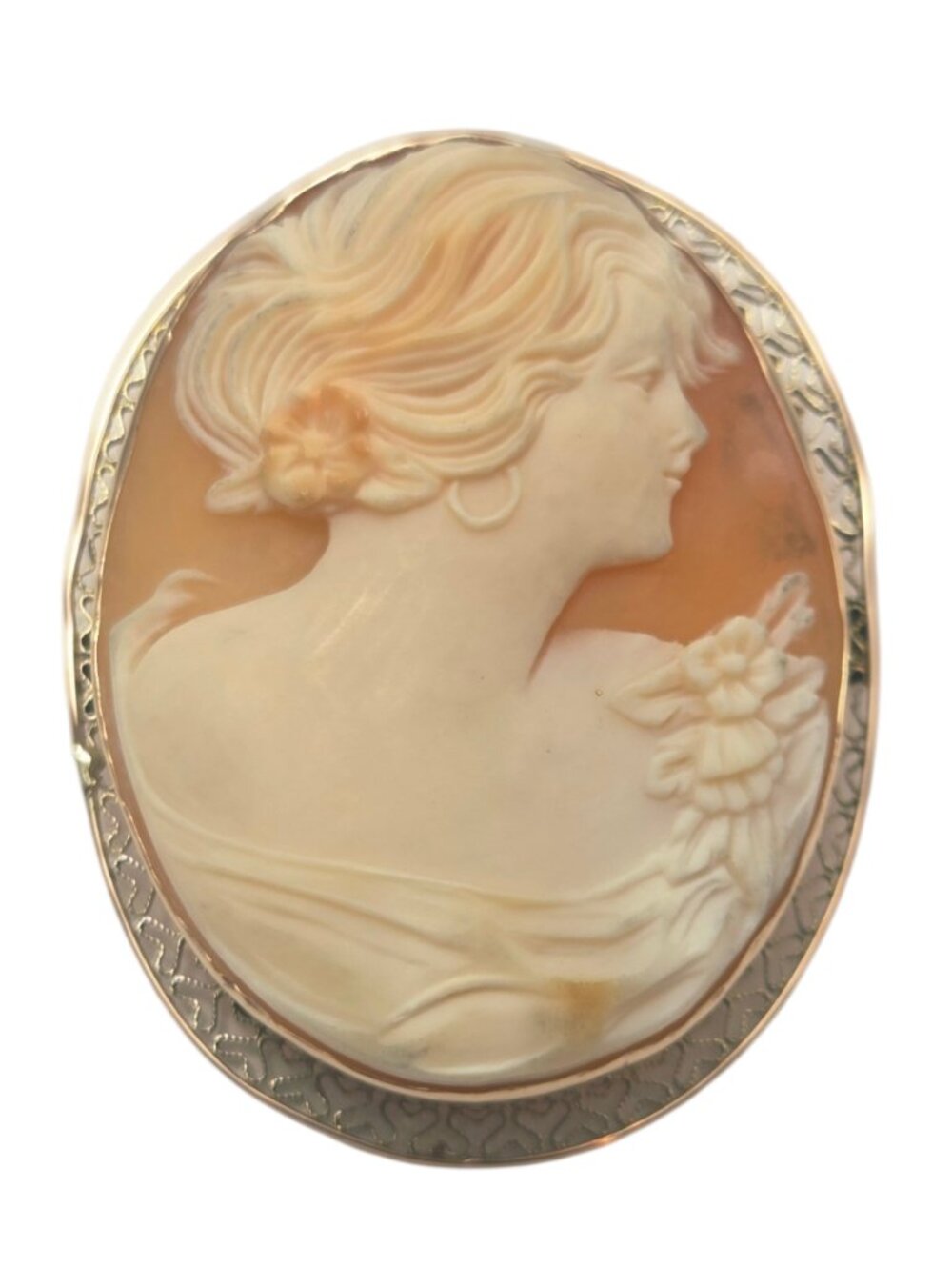 10K Yellow Gold Cameo Brooch #25161